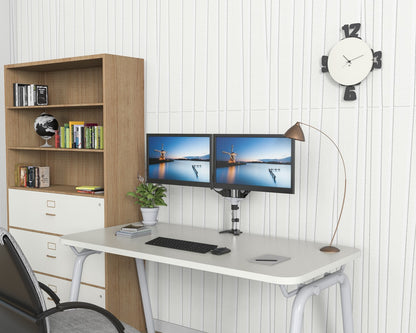 ERGOLEBEN GS220TK 2 Monitor Tischhalterung | 15-27 Zoll | Gasdruckfeder | höhenverstellbare | drehbar schwenkbar neigbar | VESA 75/100 | bis 8kg je Monitor