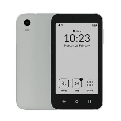 MUDITA Kompakt Smartphone E Ink Display Weiss