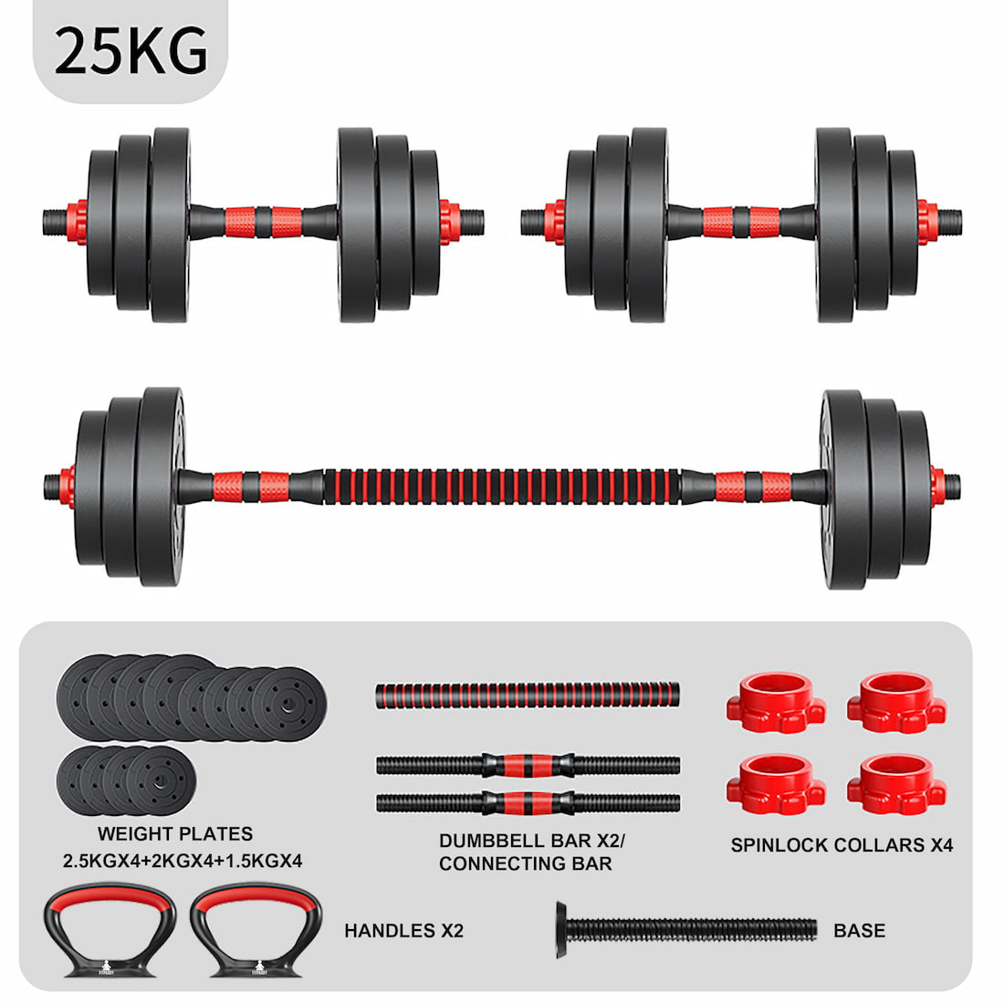 FITPADDY 3-in-1 Hantelset bis 25 kg